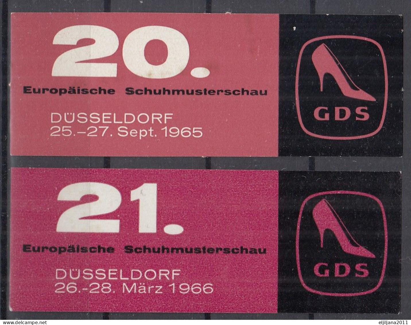 Germany DÜSSELDORF 1965/1966 ⁕ GDS Schuhmusterschau / Footwear Fair ⁕ 2v MNH Stickers - Cinderella Vignette Reklamemarke - Erinnophilie