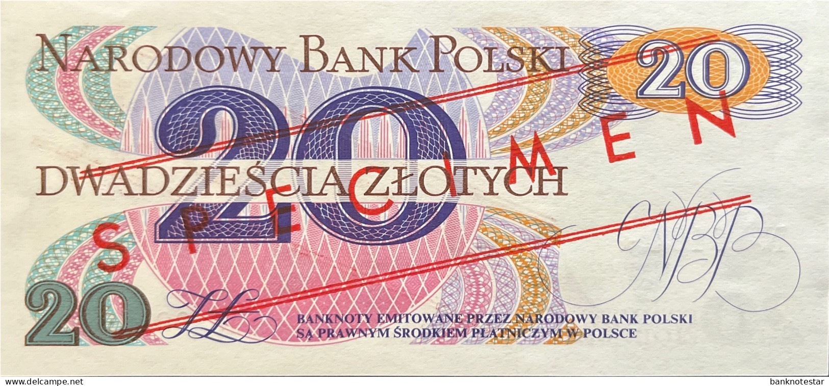 Poland 20 Zlotych, P-149s (1982) - UNC - SPECIMEN - Pologne