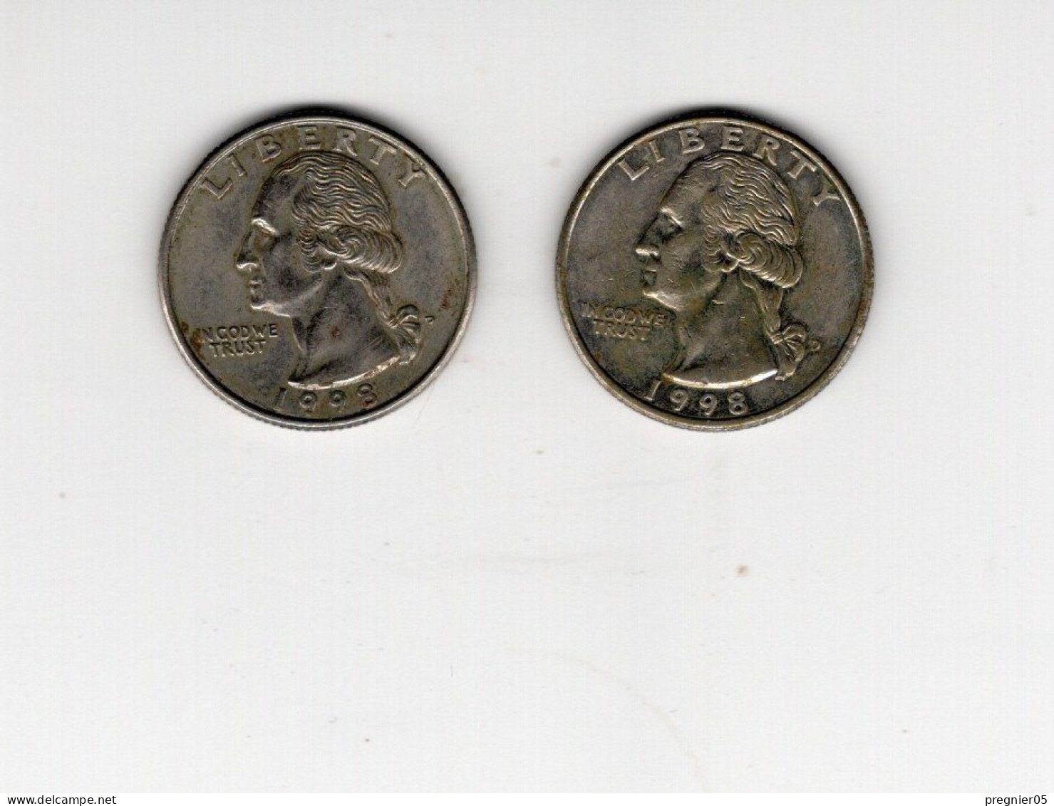 USA - Lot 2 Pièces 1/4 Dollar Washington Quarter  1998D + P  TTB/VF  KM.164a - 1932-1998: Washington