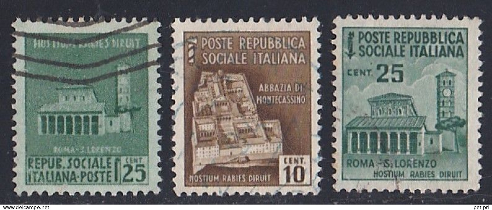 Italie - 1944- 1945  République  Sociale   Y&T  N °  R S  28   32   34  Oblitéré - Usati