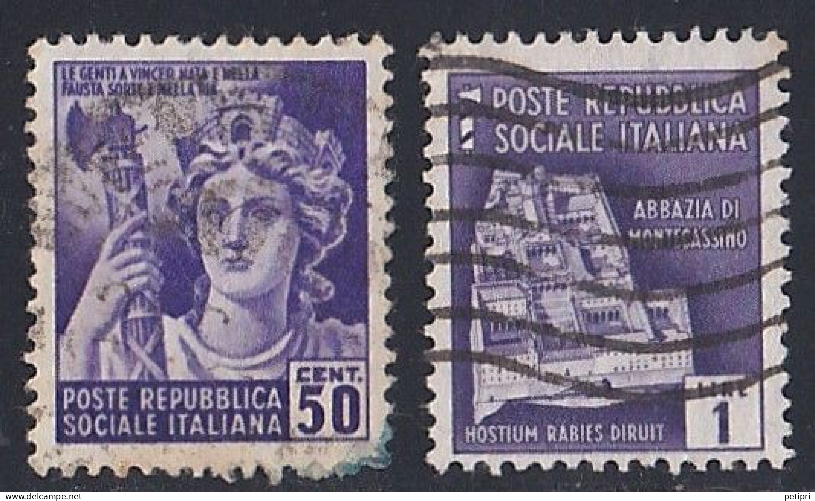 Italie - 1944- 1945  République  Sociale   Y&T  N °  R S   36   38  Oblitéré - Used