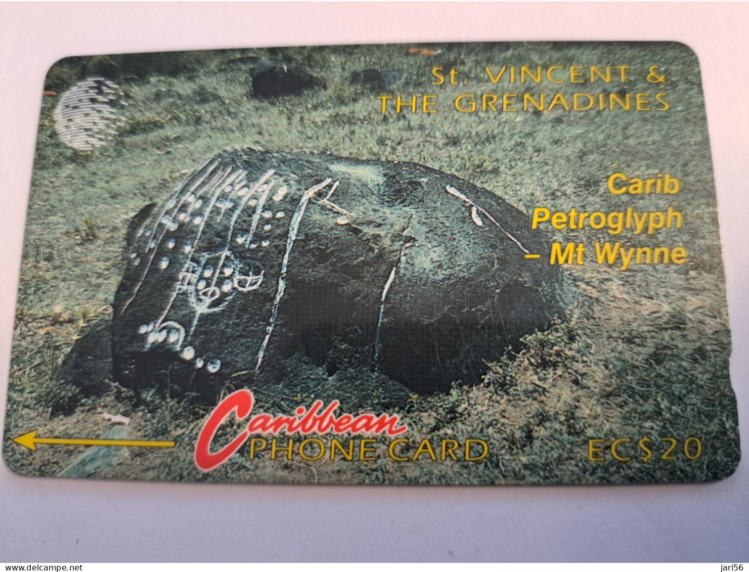 ST VINCENT & GRENADINES  GPT CARD   $ 20,-  5CSVB  CARIB PETROGLYPH     C&W    Fine Used  Card  **16052 ** - San Vicente Y Las Granadinas