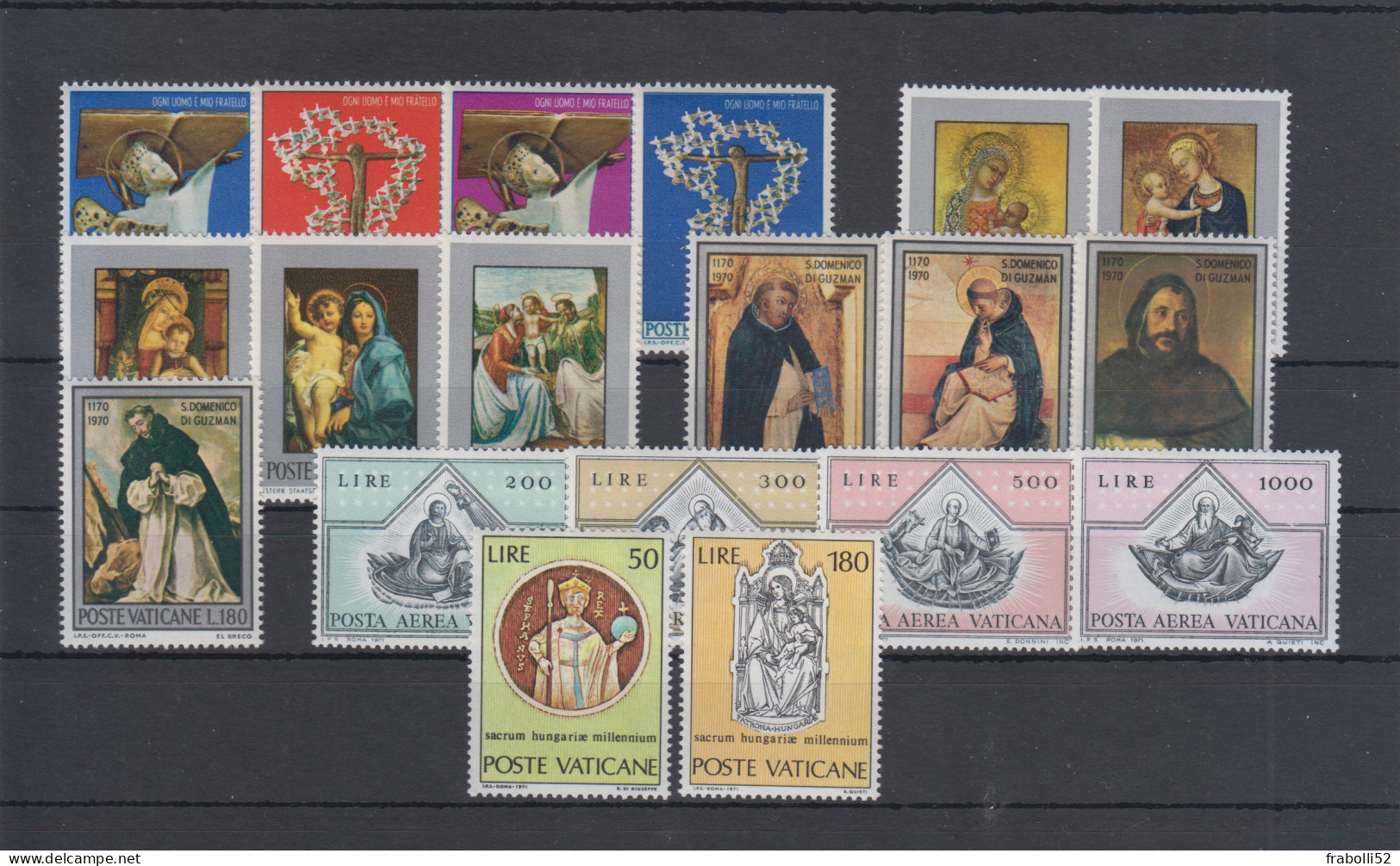Vaticano Nuovi:  1971 Annata Completa  Con Posta Aerea - Années Complètes