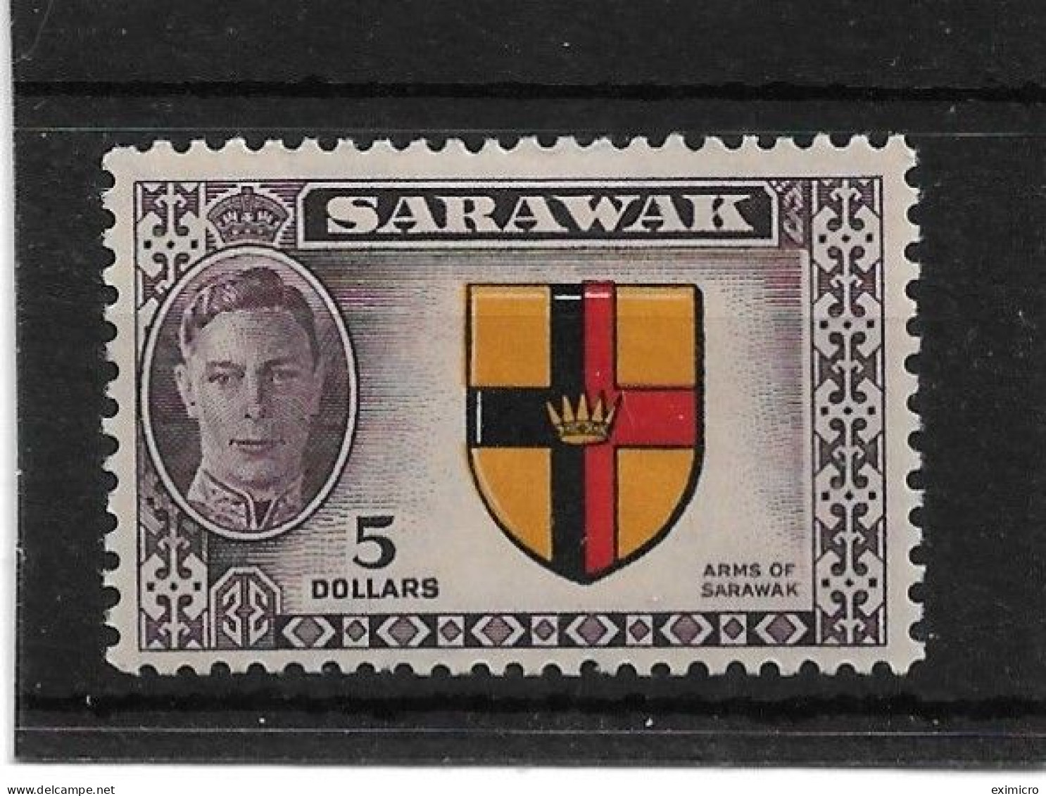 SARAWAK 1950 $5 SG 185 TOP VALUE OF THE SET  MOUNTED MINT Cat £45 - Sarawak (...-1963)