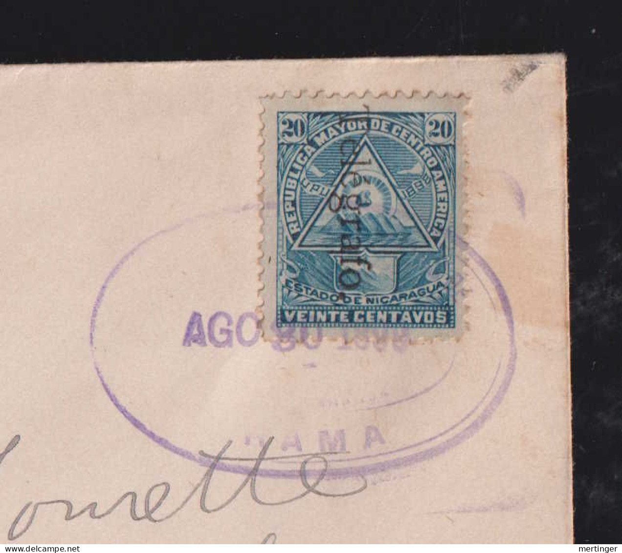 Nicaragua 1899 Cover RAMA Via NEW OLEANS To BAYONNE USA Telegrafo Telegraph Overprint - Nicaragua