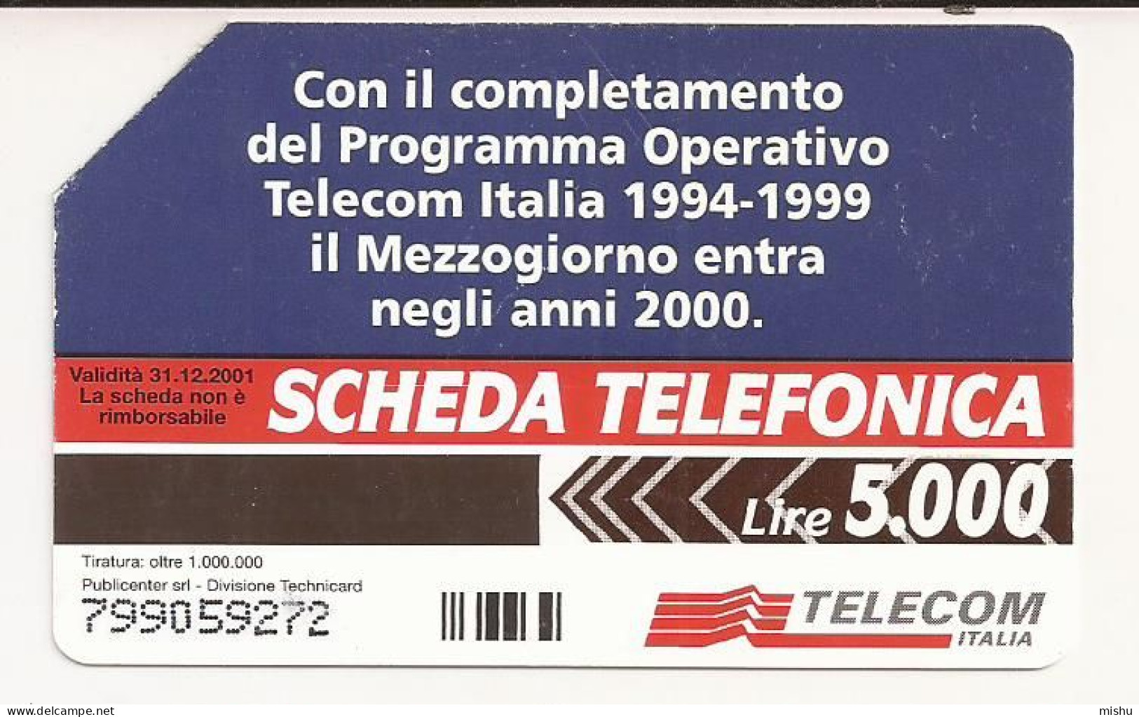 CT1 - Italy Phonecard - Telecom Italia  - 5000 Lire - 1999 - Sonstige & Ohne Zuordnung