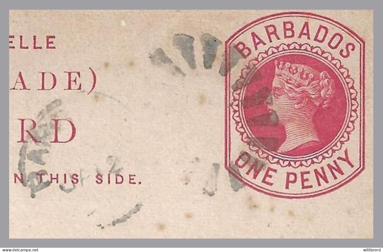 GREAT BRITAIN - BARBADOS - 1d QV Postal Card Used To Cettinje, MONTENEGRO - Briefe U. Dokumente