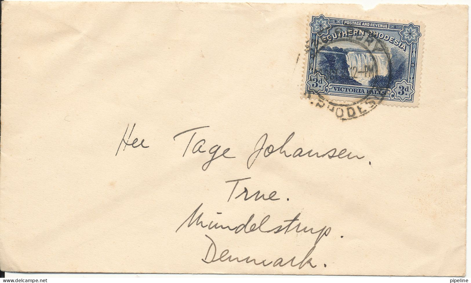 Southern Rhodesia Cover Sent To Denmark 11-10-1946 Single Franked (tears On The Cover) - Southern Rhodesia (...-1964)