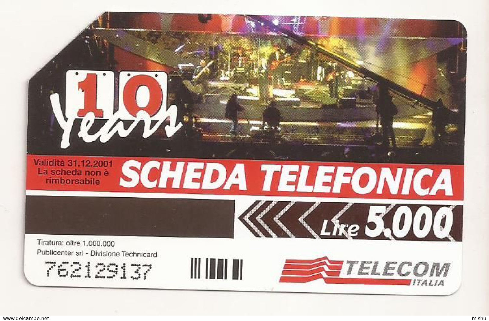 CT1 - Italy Phonecard - Telecom Italia  - 5000 Lire-Concerto Del Primo Maggio - 1999 - Otros & Sin Clasificación