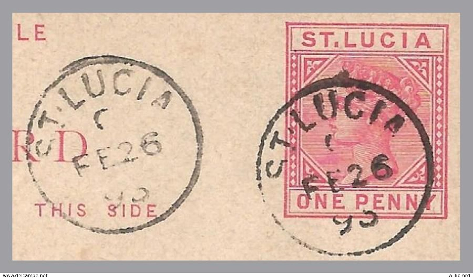 GREAT BRITAIN - ST. LUCIA - 1895 1d+1d QV Postal Stationery Card With Paid Reply - Used To Ulm, Germany - Briefe U. Dokumente