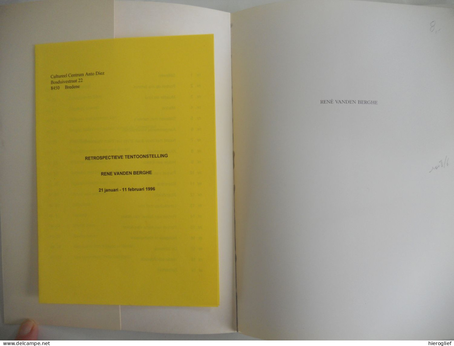 Kunstmonografie René Vanden Berghe ° Oostende 1926-1980 Exempl Nr.11 Door Emanuel Vanden Berghe Eline Devooght - Andere & Zonder Classificatie