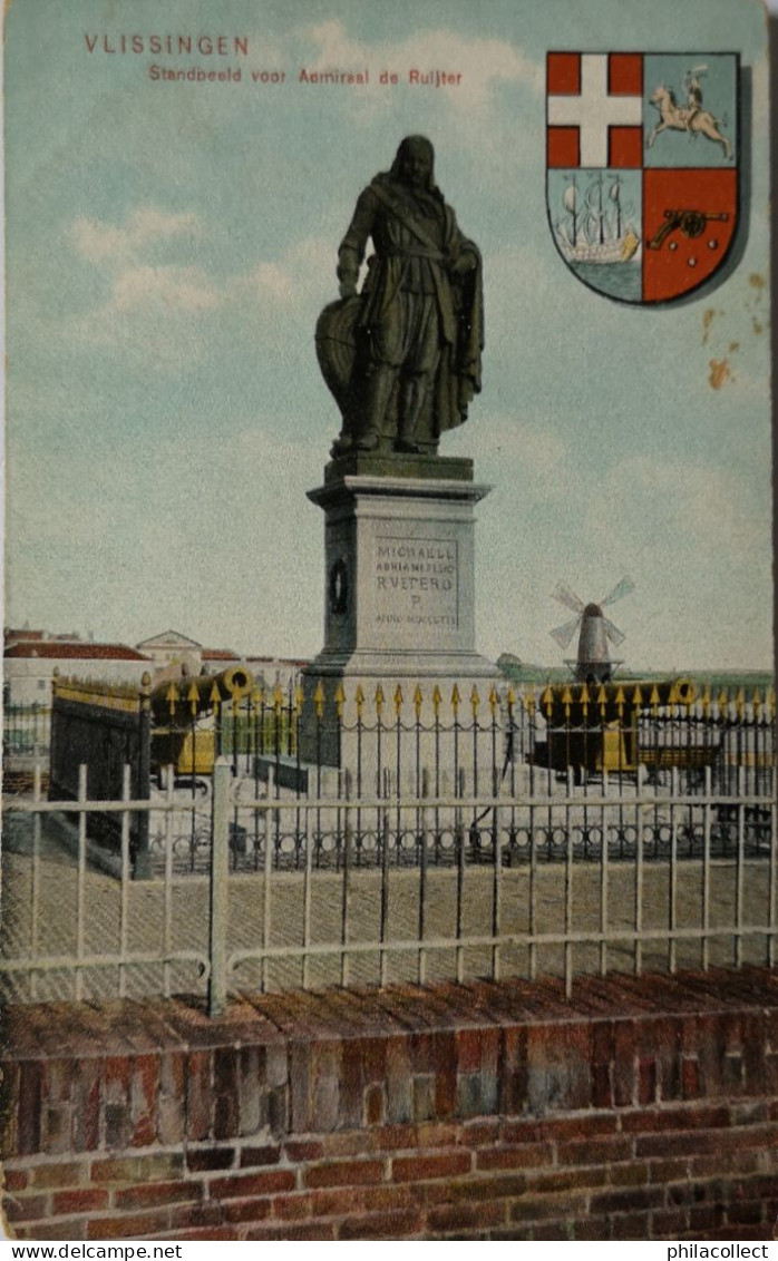 Vlissingen // Standbeeld Voor Admiraal De Ruijter (Familie Wapen - Molen) 19?? Vlekken - Vlissingen