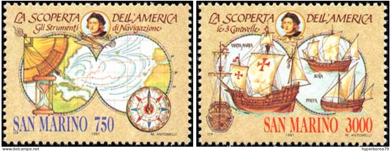 San Marino 1316/17 - Discovery Of America ( Cristoforo Colombo ) 1991 - MNH - Christopher Columbus