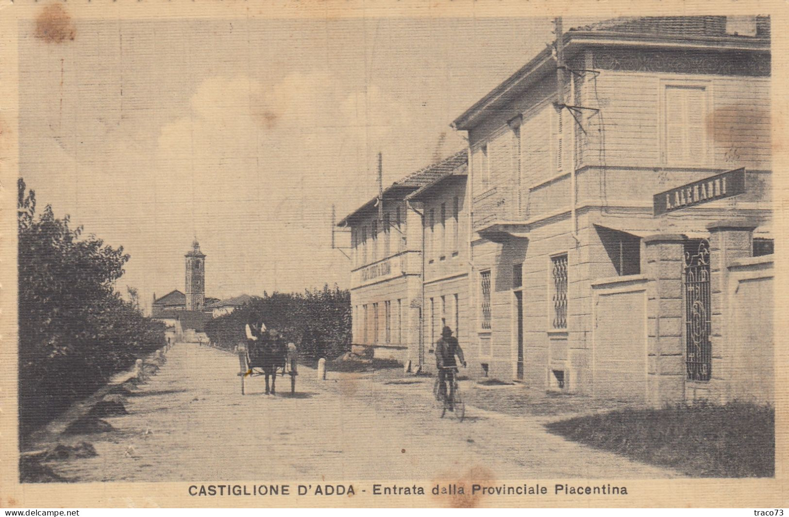 CASTIGLIONE D'ADDA   /  Entrata Della Provinciale Piacentina_ Viaggiata 1929 - Lodi