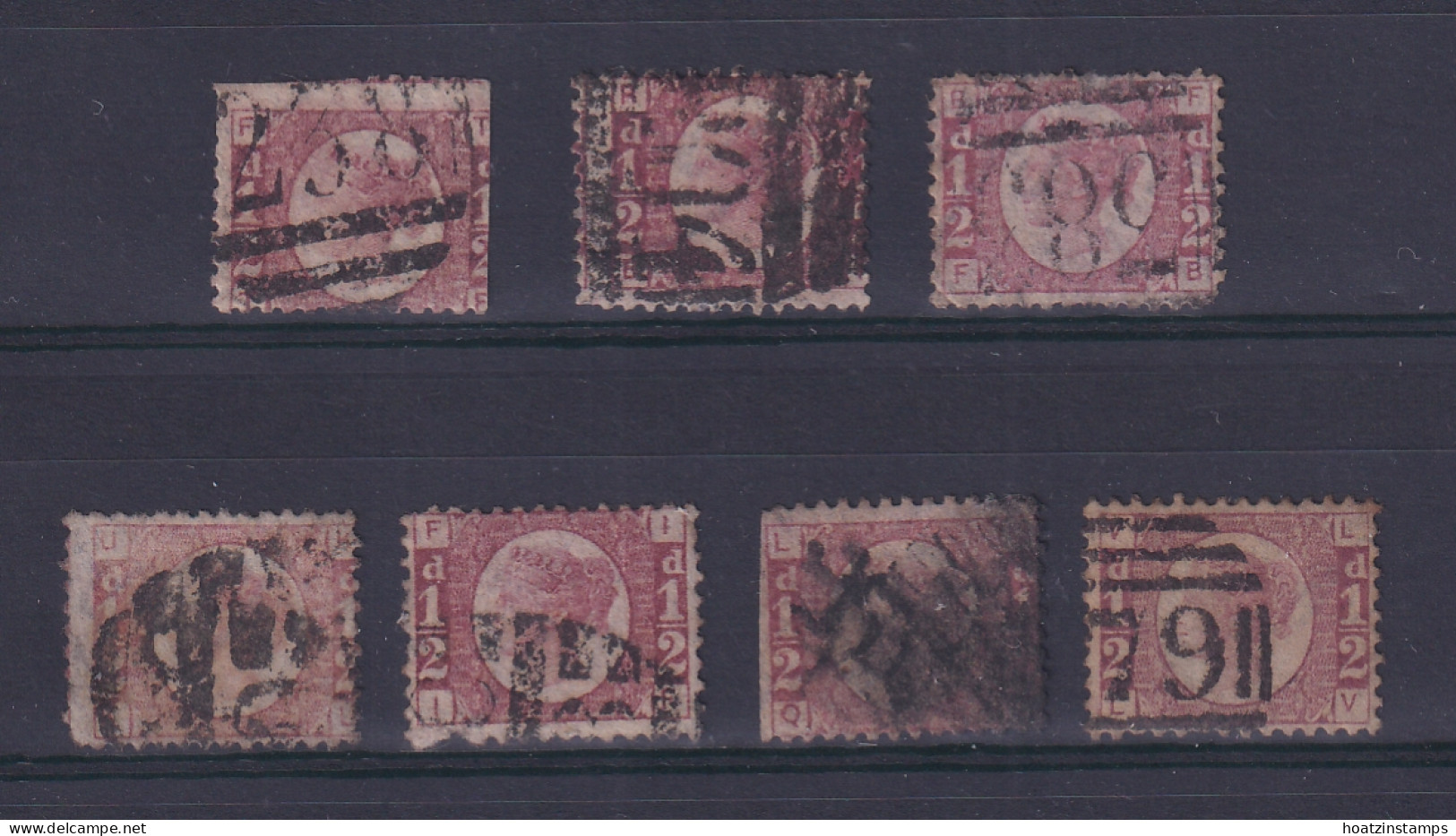 G.B.: 1870/79   QV   ½d Selection  Used (7) - Oblitérés