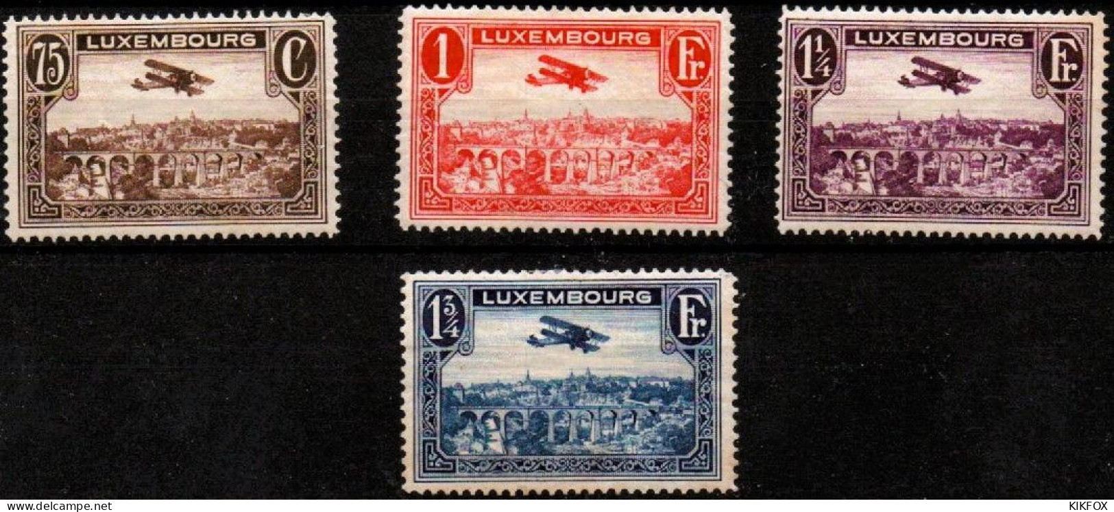 LUXEMBOURG, LUXEMBURG 1931 Mi 234 - 237 , PA 1 - 4  Flugpost , BREGUET-DOPPELDECKER, UNGEBRAUCHT, CHARNIERES * - Nuevos