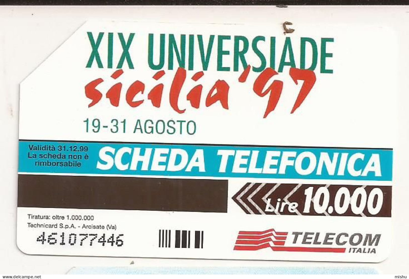 CT1 - Italy Phonecard - Telecom Italia  - 10000 Lire - XIX Universiade Sicilia '97 - Altri & Non Classificati