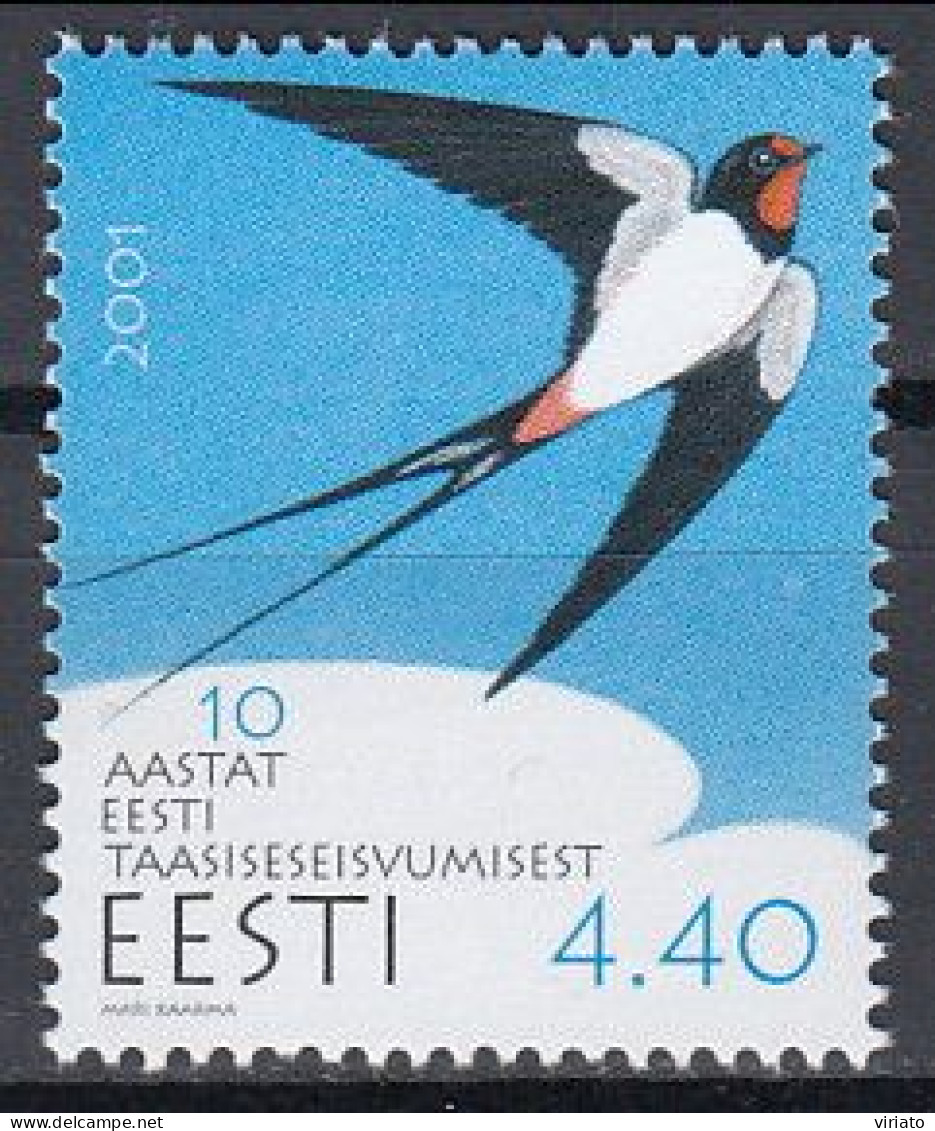 Estonia 2001 (AVE028) (MNH) (Mi 410) - Barn Swallow (Hirundo Rustica) - Zwaluwen