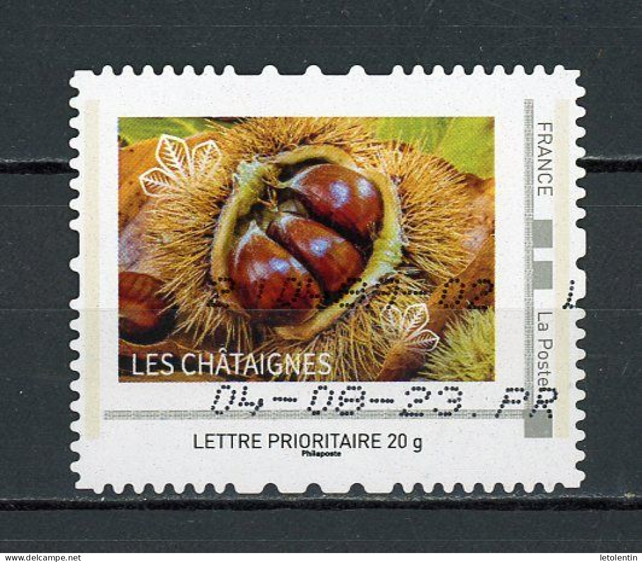 FRANCE - PERSONNALISÉS - CHATAIGNES -  N° Yvert 7 (IDT) OBLI;  LETTRE PRIORITAIRE 20 G - Usati