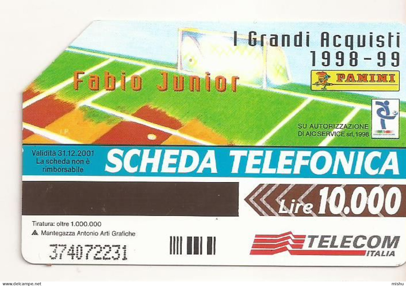 CT1 - Italy Phonecard - Telecom Italia  - 10000 Lire - Panini, Fabio Junior - Other & Unclassified