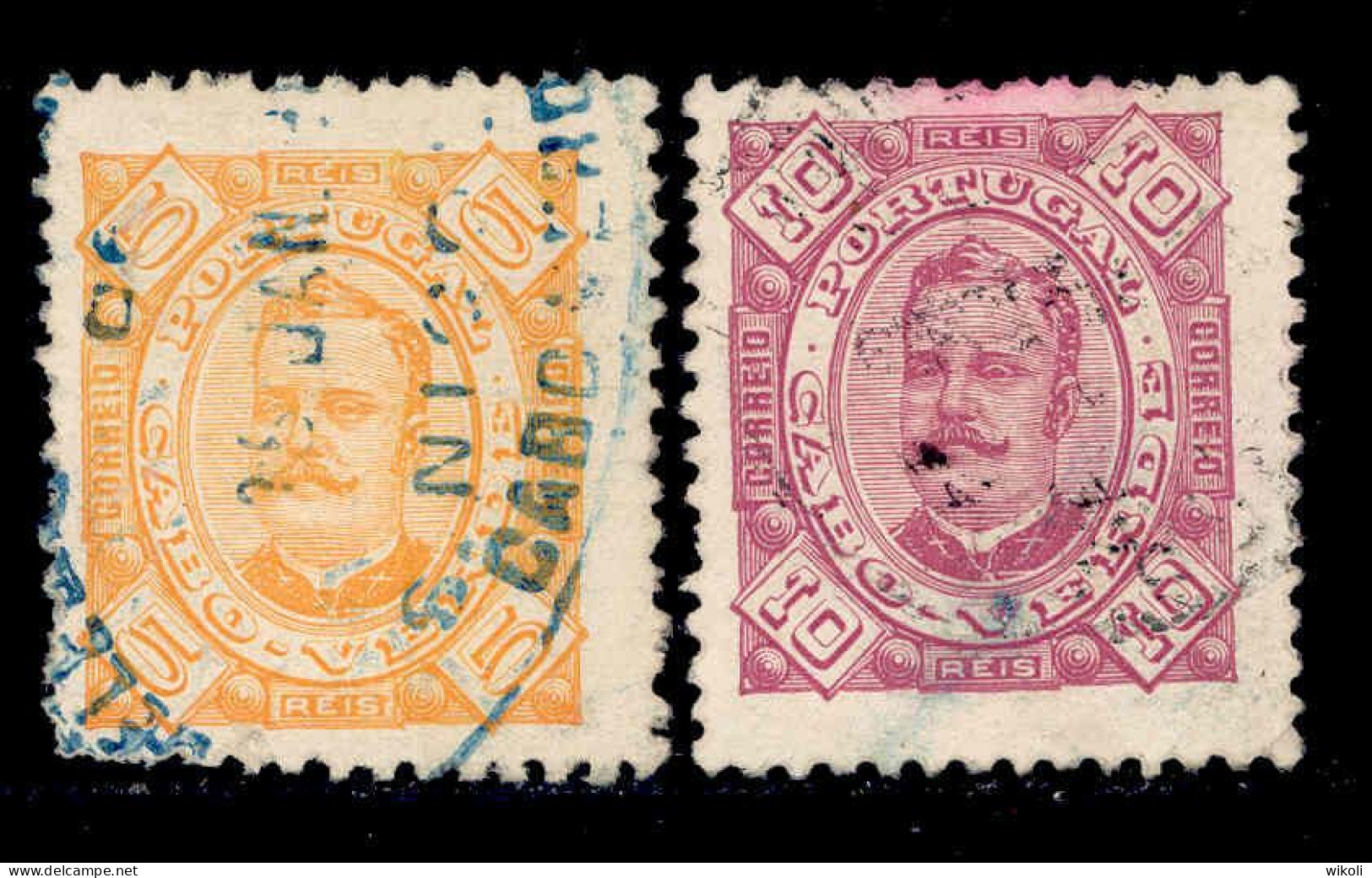 ! ! Cabo Verde - 1893 D. Carlos 5 & 10 R - Af. 25 & 26 - Used (ca 179) - Cape Verde