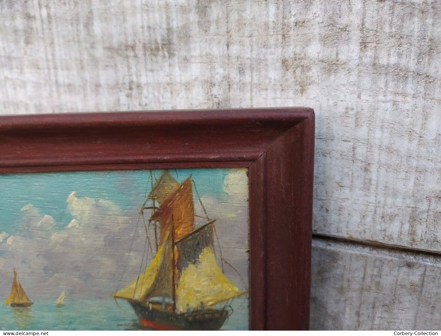 Tableau Peinture Miniature Marine Voilier Signée A. Roger