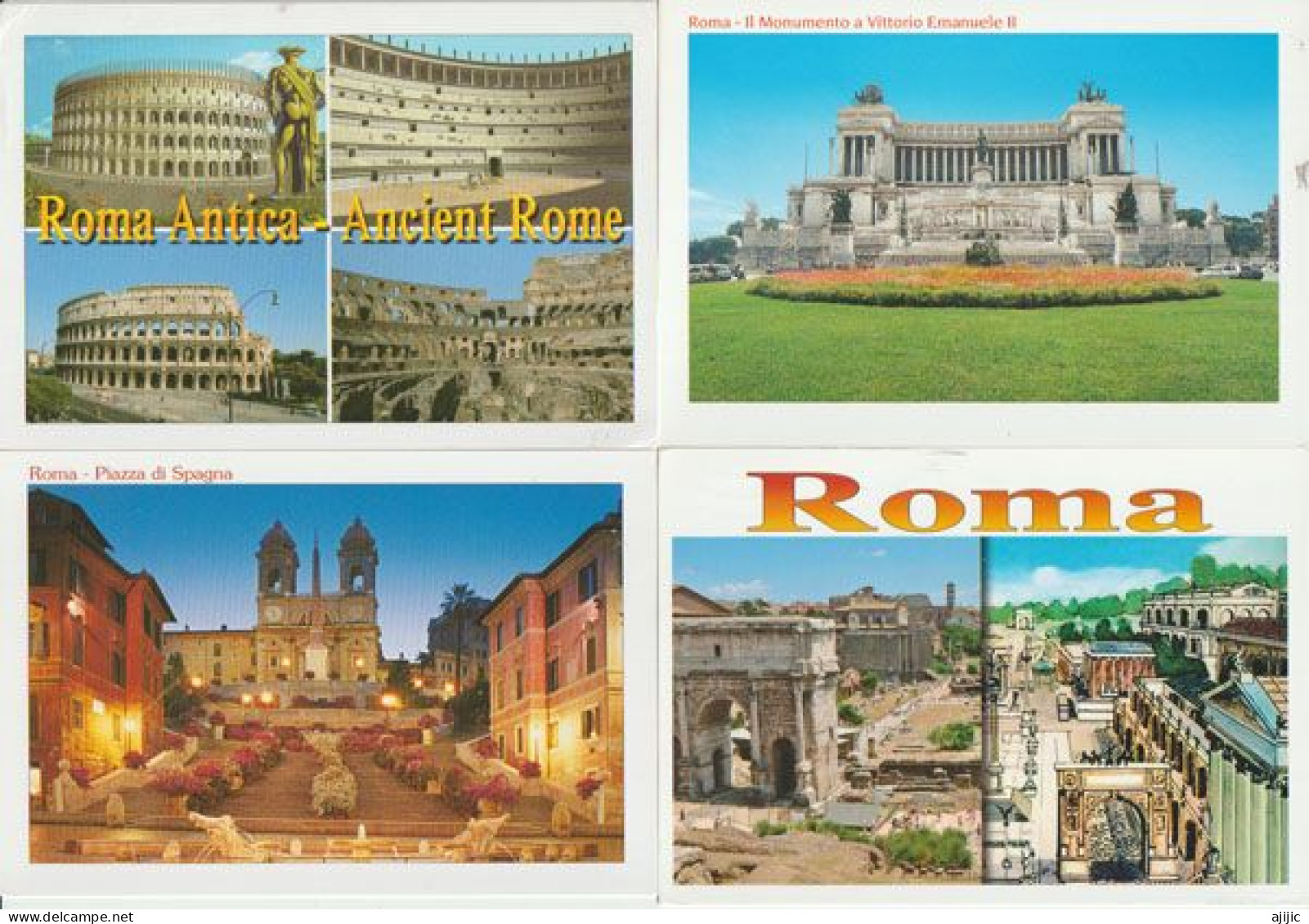 Plazza Di Spagna, Roma Antica, Monumento A Vittorio Emanuele II,etc. Lot De 4 Cartes Postales - Sammlungen & Lose