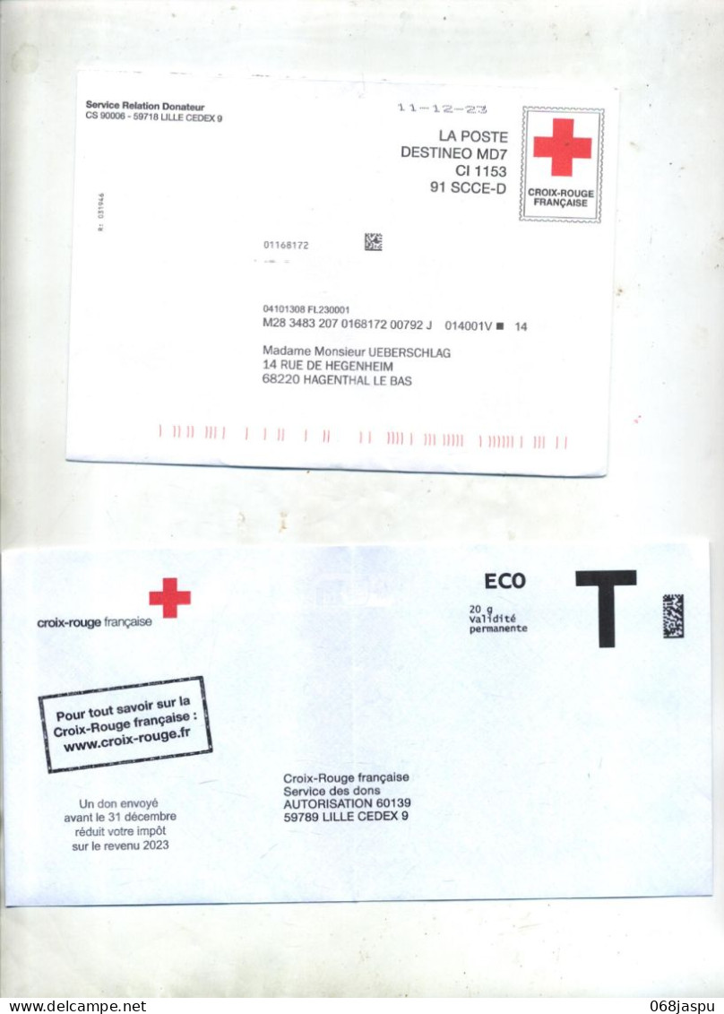 Lettre Destineo Croix Rouge + Lettre Reponse T - Privatganzsachen