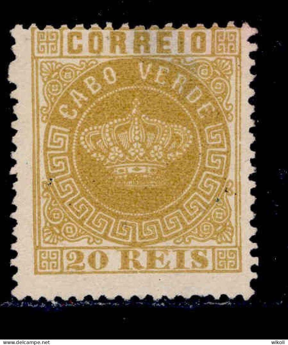 ! ! Cabo Verde - 1877 Crown 20 R (Perf. 13 1/2) - Af. 02b - No Gum (ca 187) - Cap Vert