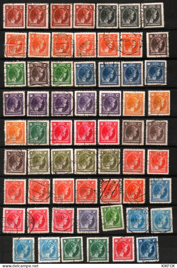 LUXEMBURG,LUXEMBOURG 1944, LOT MI 347-369, YT 334 - 355 GROSSHERZOGIN CHARLOTTE, GESTEMPELT, OBLITERE - Used Stamps