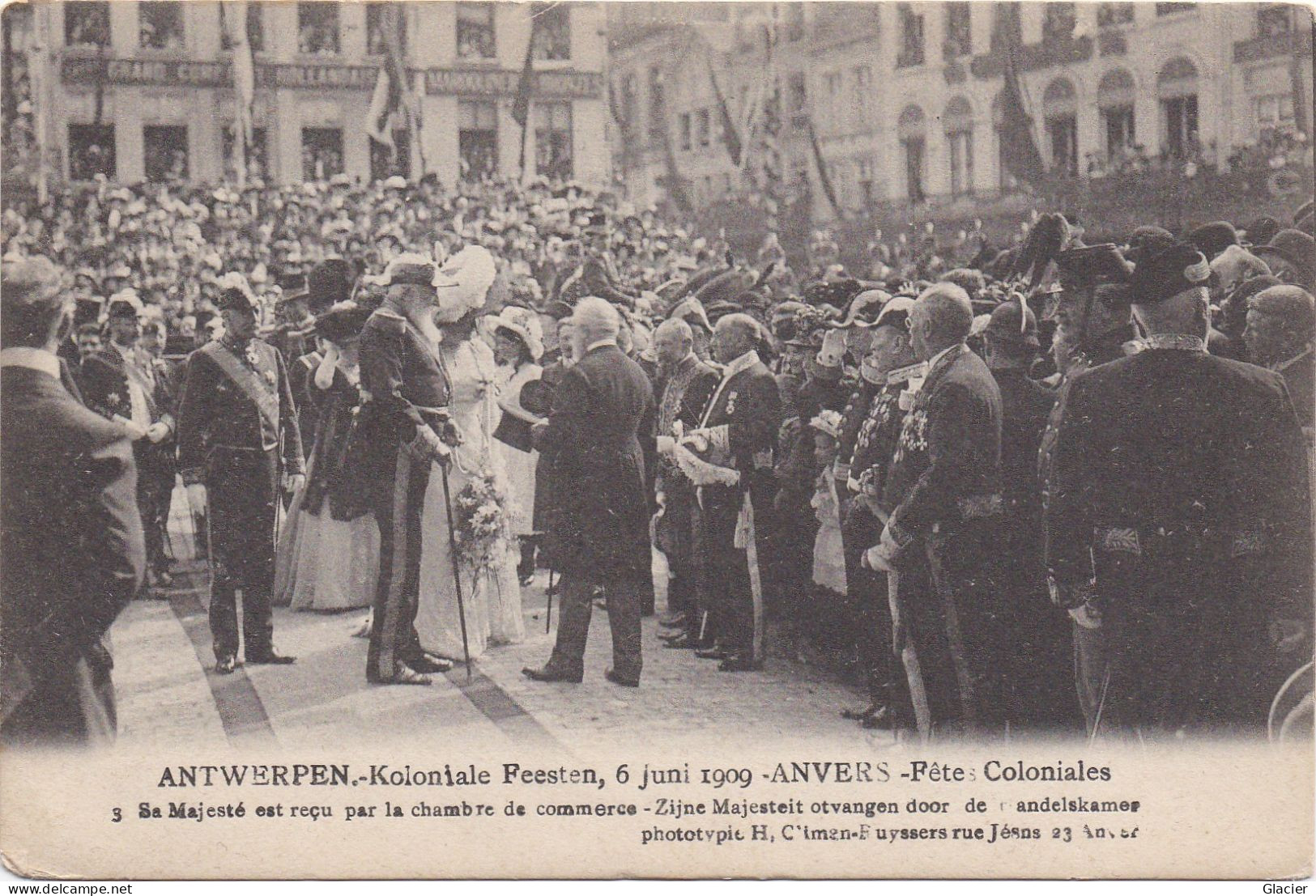 Antwerpen - Koloniale Feesten 6 Juni 1909 - Anvers Fêtes Coloniales - 3 Sa Majesté  Est Reçu Par La Chambre De Commerce - Oosterzele