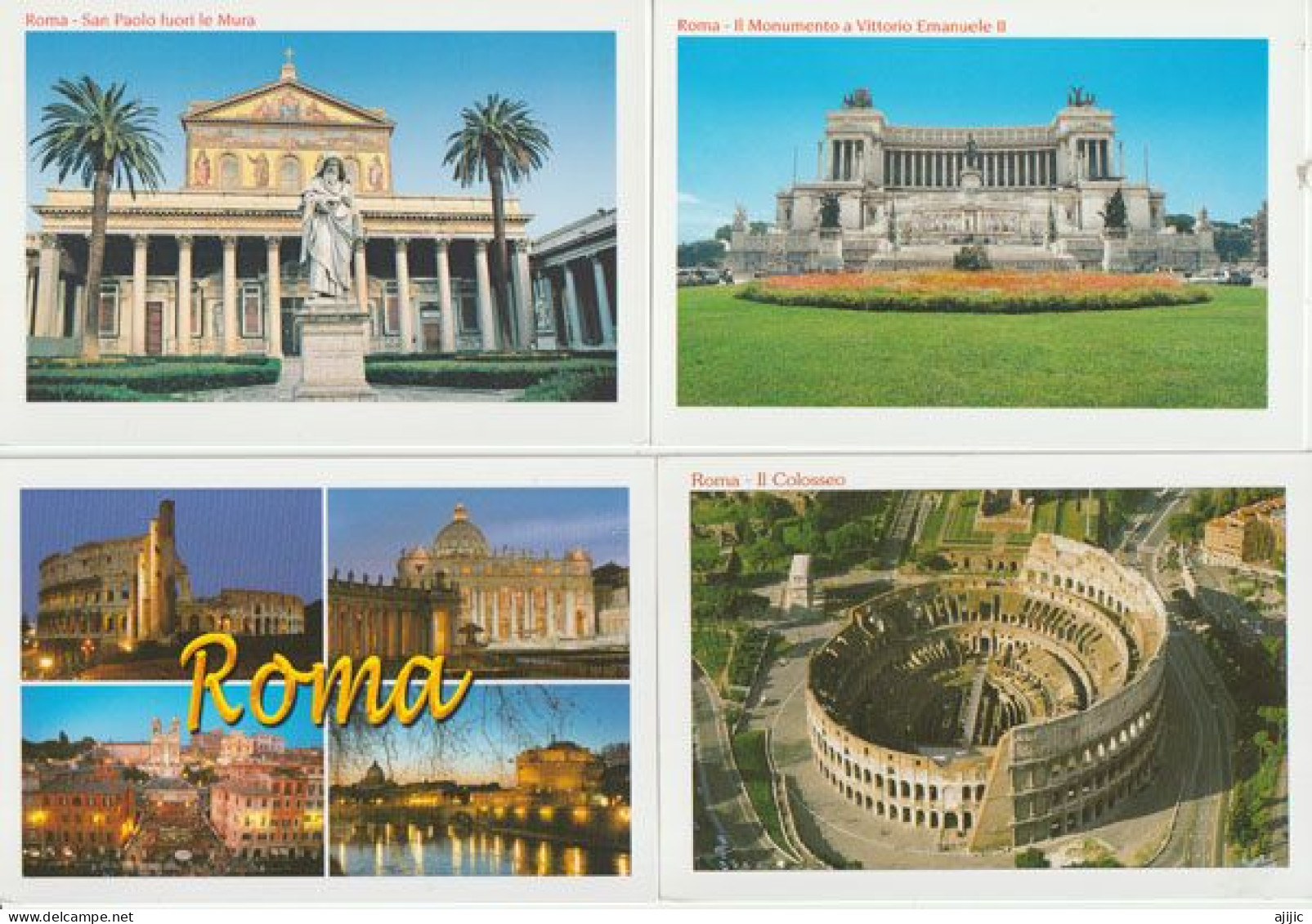 San Paolo Fuori Le Mura, Il Colosseo, Monumento A Vittorio Emanuele II , Etc Lot De 4 Cartes Postales - Sammlungen & Lose