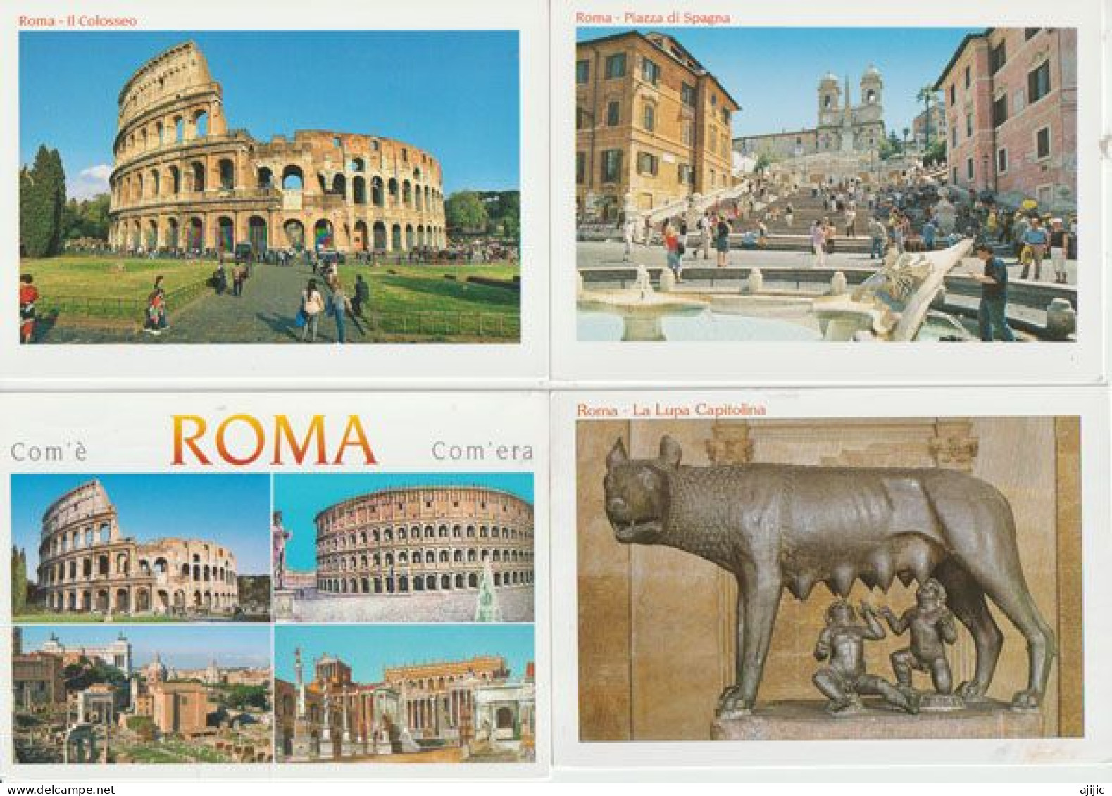 Il Colosseo, Piazza Di Spagna,La Lupa CapitolinaI , Etc Lot De 4 Cartes Postales - Collections & Lots