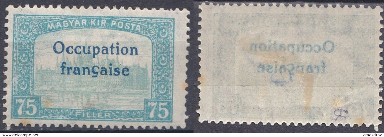 Arad Occupation Française En Hongrie N°19 Palais (K7) Surcharge Imprimée  Recto-verso - Unused Stamps