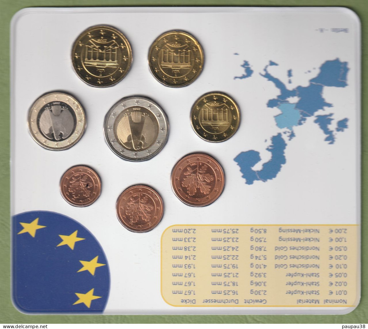 5 COFFRETS EUROS ALLEMAGNE A D F G J 2005 NEUF FDC - 40 MONNAIES - Allemagne