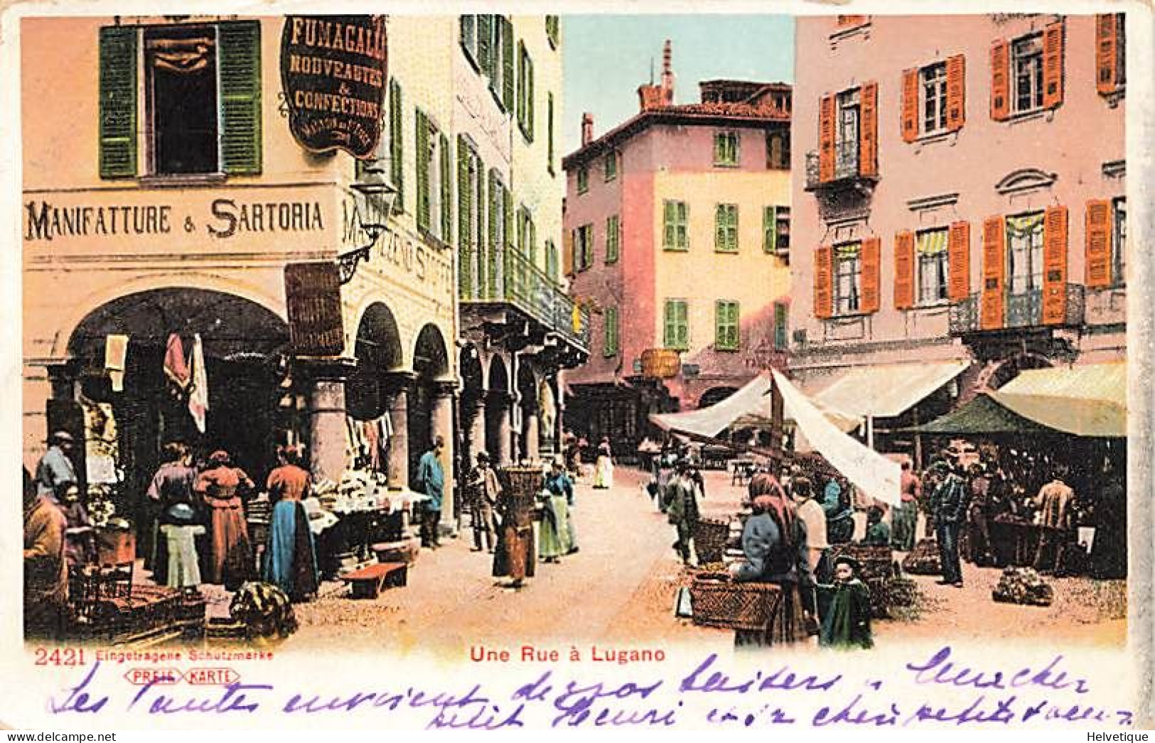 Une Rue à Lugano Animée 1904 - Lugano