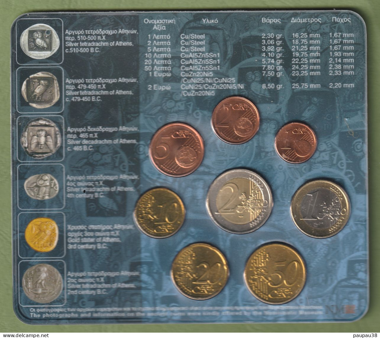 COFFRET EUROS GRECE 2005 NEUF FDC - 8 MONNAIES - Grèce