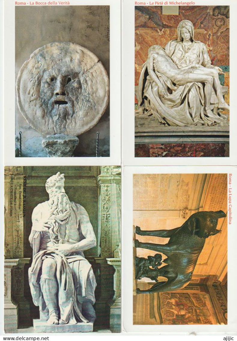 La Bocca Della Verita, La Pieta De Michelangelo,Moïse De Michelangelo, La Lupa Capitolina. Lot De 4 Cartes Postales - Collections & Lots