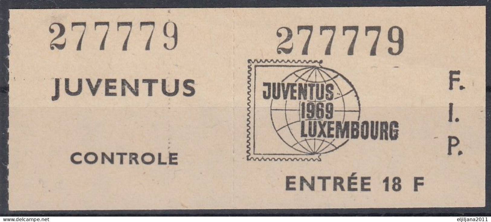 LUXEMBOURG 1969 ⁕ JUVENTUS F.I.P.  Ticket  ⁕ Cinderella - Erinnophilie