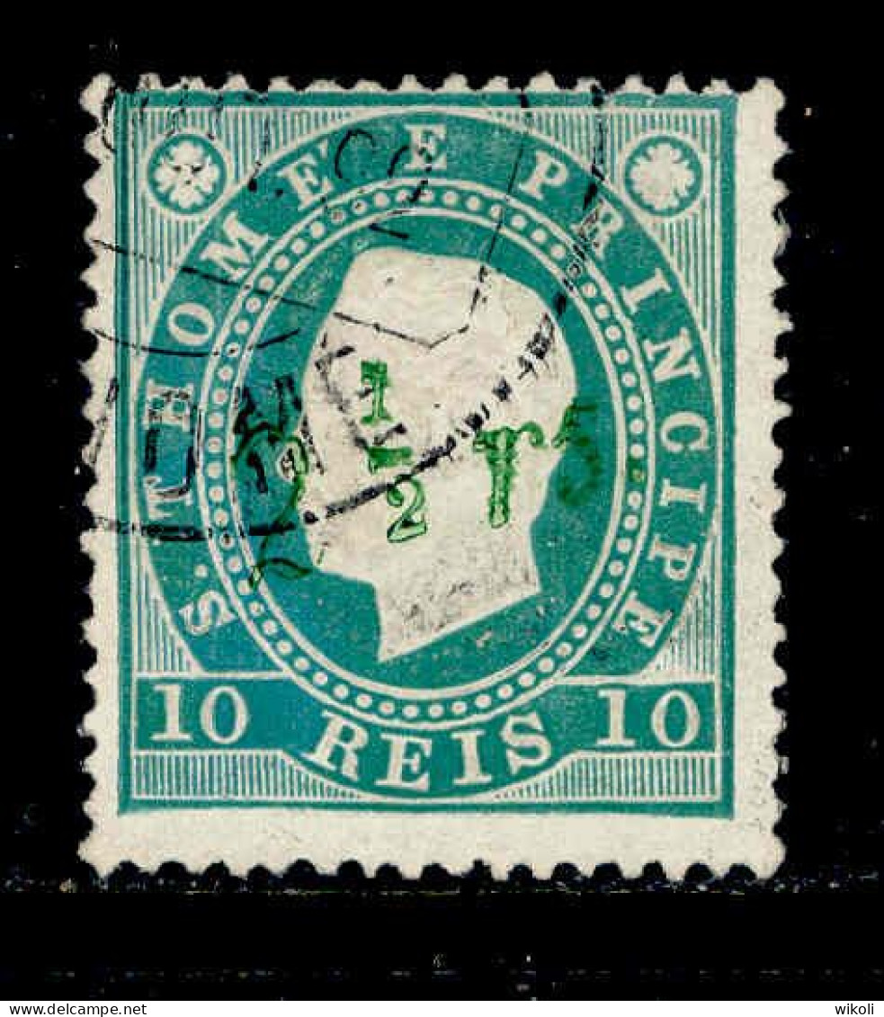 ! ! St. Thomas - 1889 D. Luis 2 1/2r Ovp 10r - Af. 28c - Used (ca 217) - St. Thomas & Prince