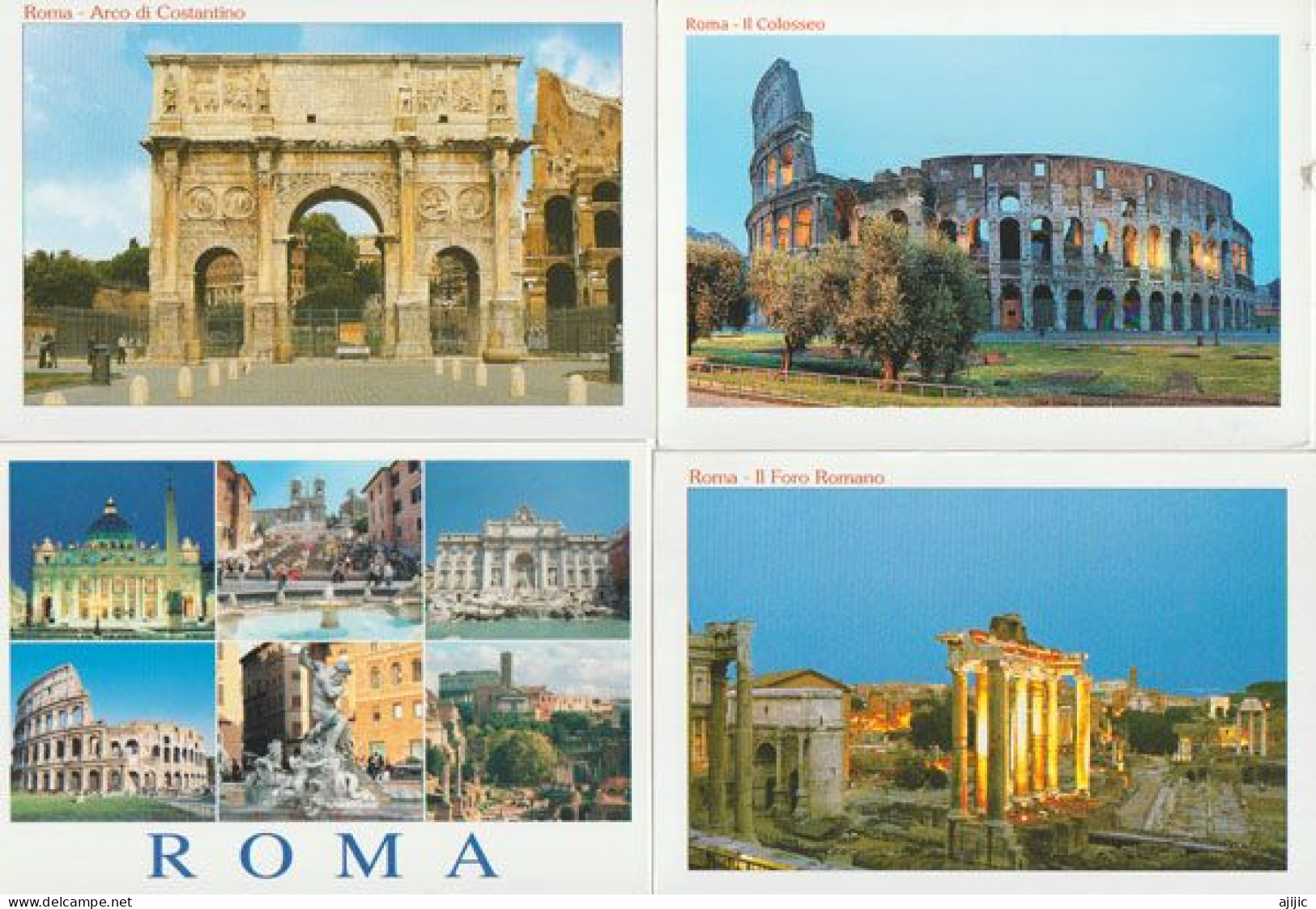 Arco Di Constantino,il Foro Romano, Il Colosseo, Etc. Lot De 4 Cartes Postales - Collections & Lots