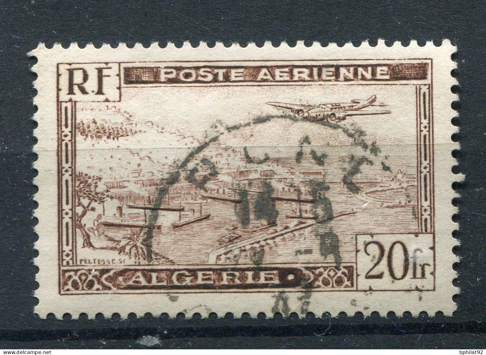 !!! ALGERIE, PA N°4A OBLITEREE, SIGNE CALVES - Poste Aérienne