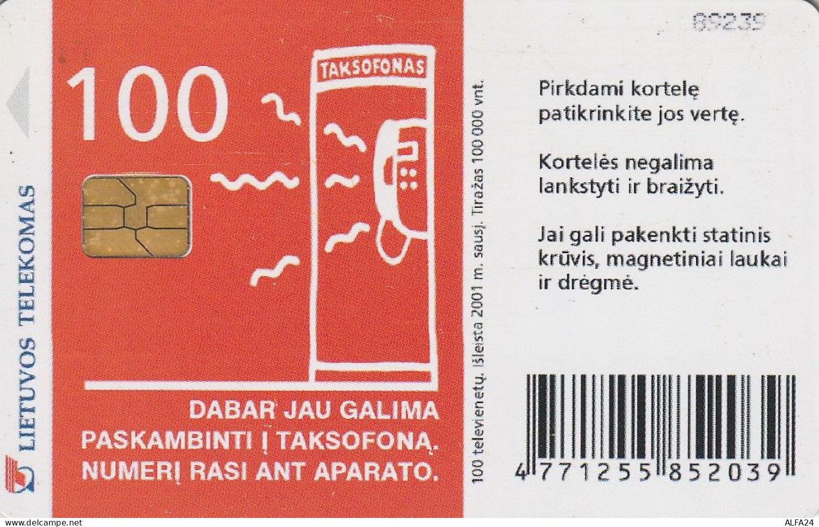 PHONE CARD LITUANIA  (H21.7 - Lituanie