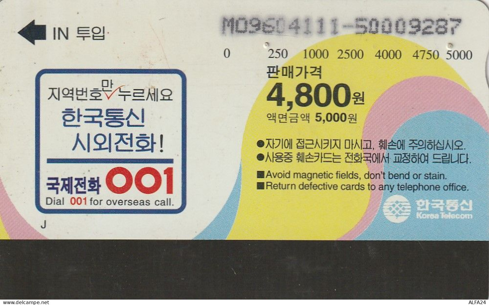 PHONE CARD COREA SUD  (H24.5 - Corée Du Sud