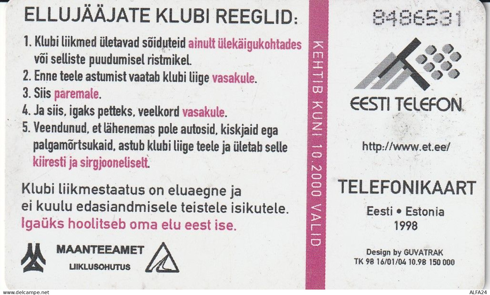 PHONE CARD ESTONIA  (H27.1 - Estonie