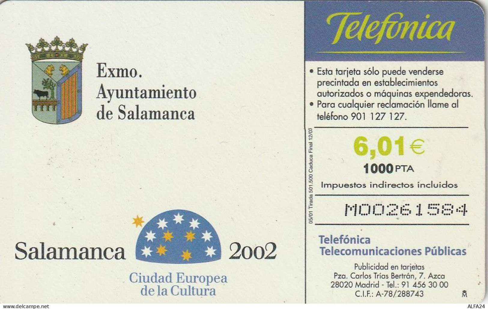 PHONE CARD SPAGNA  (H39.6 - Basisuitgaven