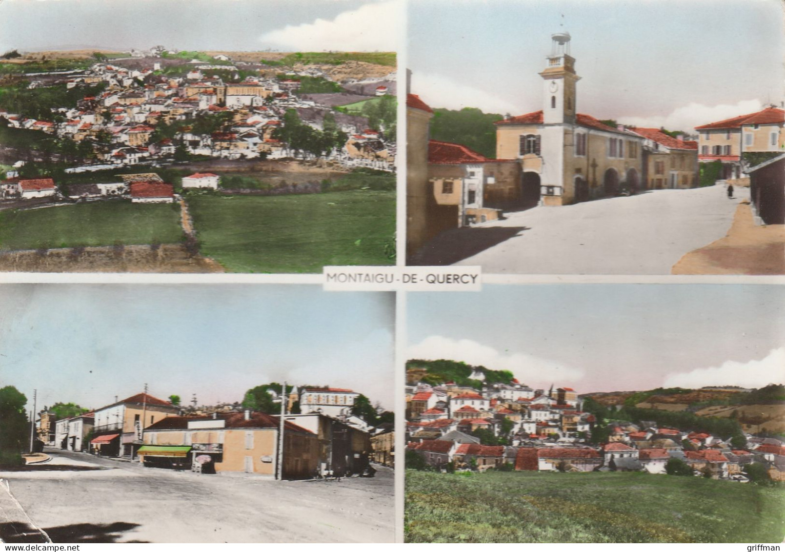 MONTAIGU DE QUERCY VUE GENERALE HOTEL DE VILLE LE CARREFOUR VUE PANORAMIQUE CPSM 10X15 TBE - Montaigu De Quercy