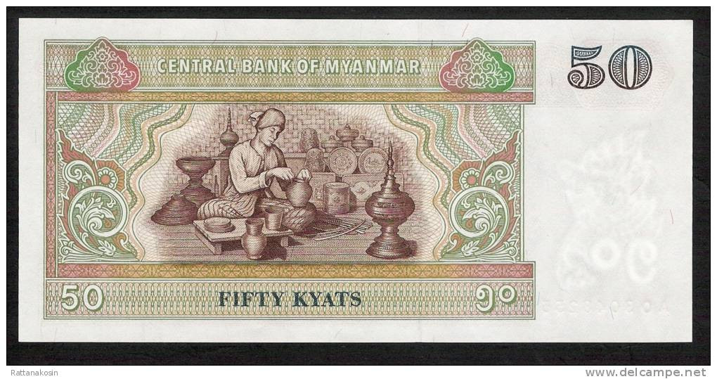 MYANMAR  P73b 50  KYATS  1997 #AO      UNC. - Myanmar