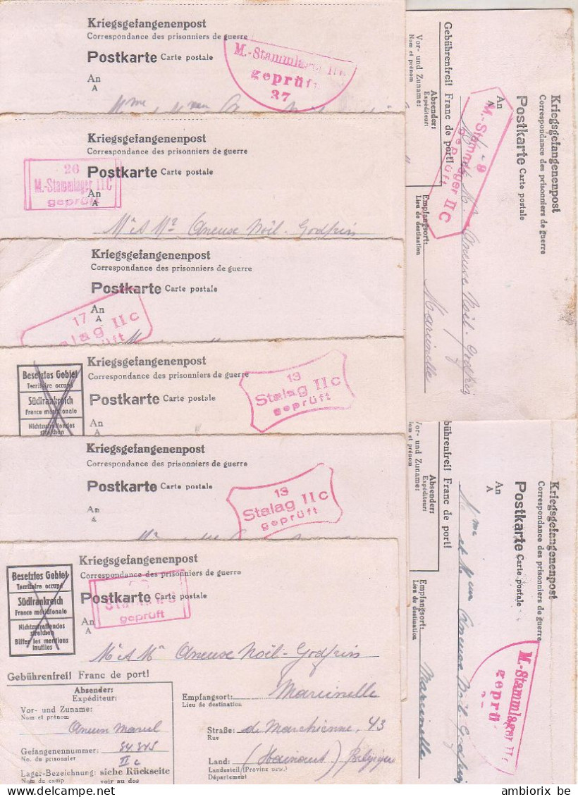 Belgique  - Kriegsgefangenenpost - Correspondance De Prisonniers De Guerre - Lot De 8 Cartes - Guerre 40-45 (Lettres & Documents)