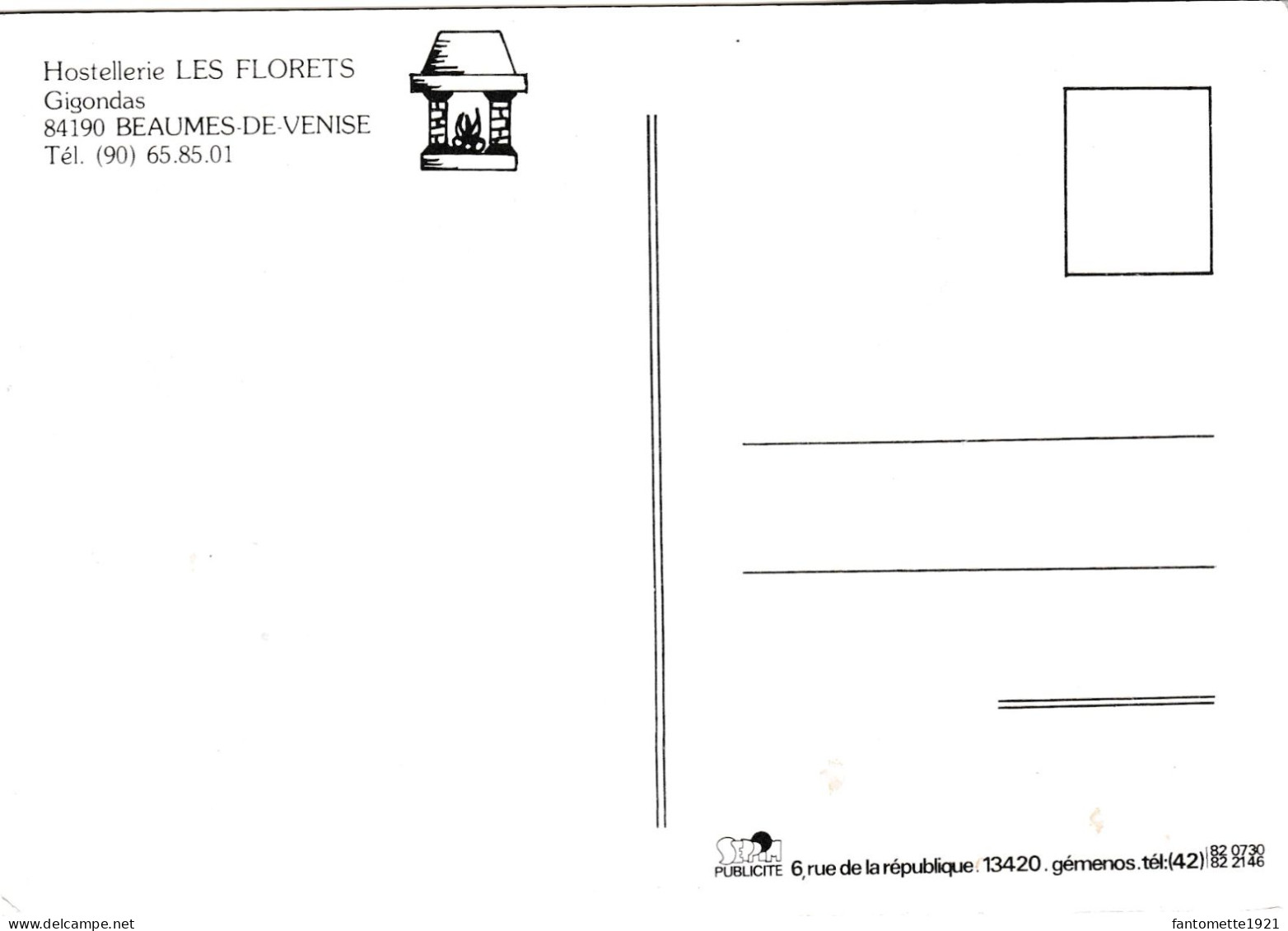 BEAUMES De  VENISE HOSTELLERIE "LES FLORETS" (dil232) - Beaumes De Venise